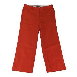 J.Crew Peyton Pant‎ Stretch Linen L2881 Orange Women's 10 Cropped Wide Leg Lined